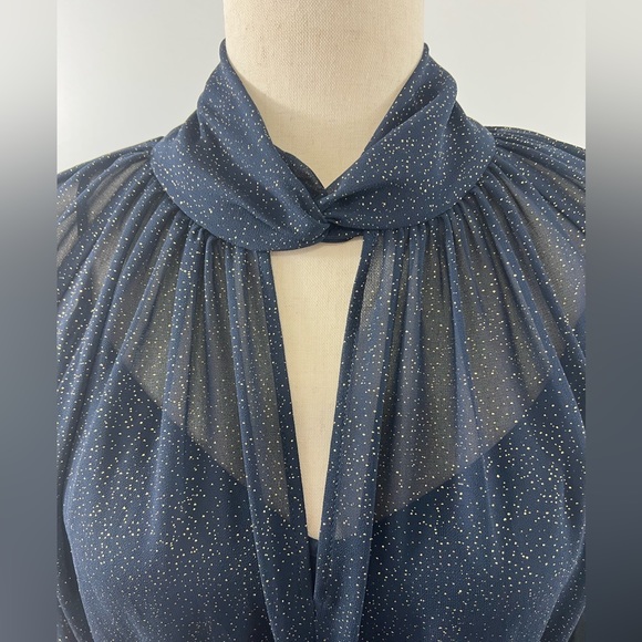 Banana Republic Navy Blue sheer dress with gold speckles - Picture 3 of 14